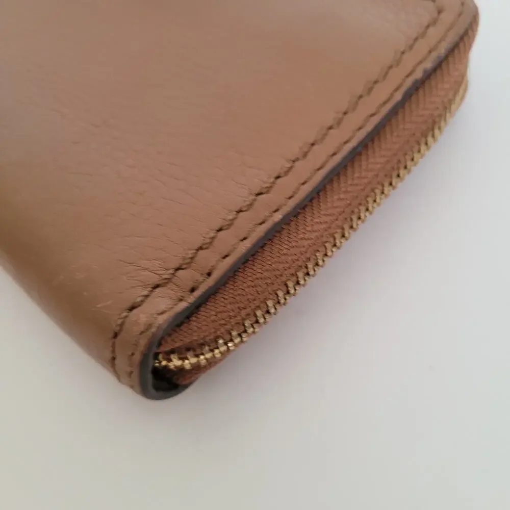 Tory Burch Emerson‎ Large Continental Wristlet Wallet Moose Brown Pebble Leather